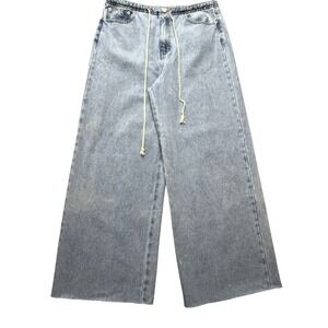 Unpublished Reece Mammoth Wide Leg Crop Jeans Womens 29‎ Light Wash High Rise
